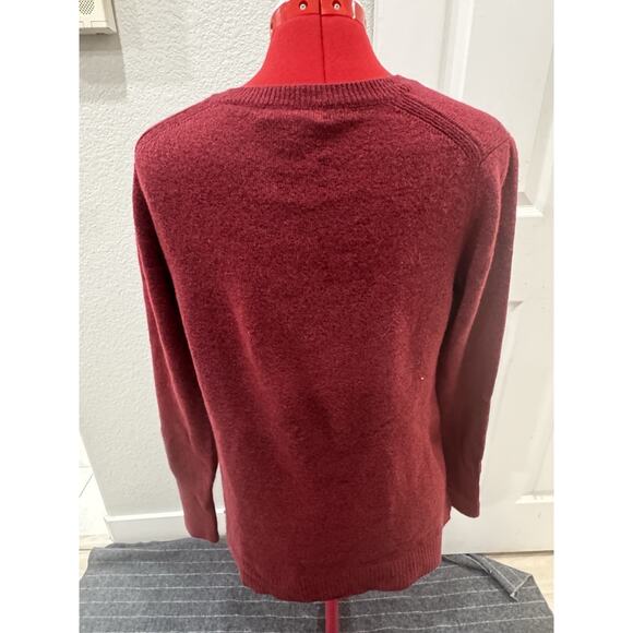 Maroon V-Neck Sweater Tunic with Pockets Long Sleeve Comfy Casual - Picture 2 of 6
